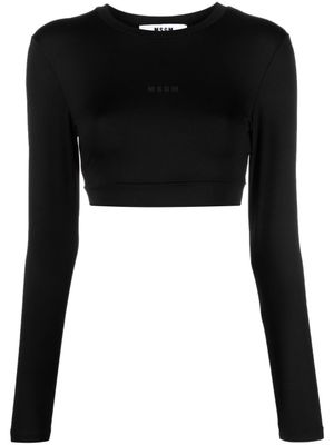 MSGM haut crop à logo imprimé] - Noir