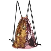 Zeemeermin glinsterende Sequin koord sport rugzak Schoudertas (roze goud)