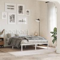 Bedframe met hoofdbord metaal wit 140x190 cm