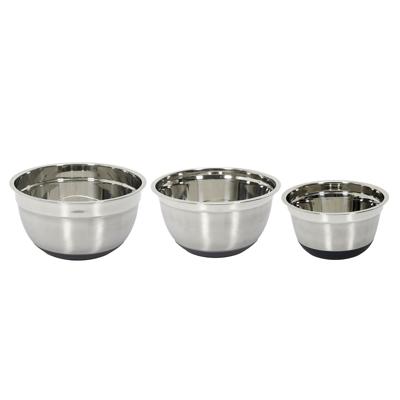 Cook Concept Beslagkommen/mengkommen set - 3 formaten - rvs metaal - zilver