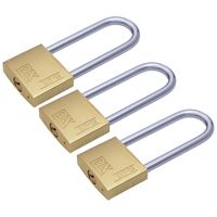 Hangslot met 2 sleutels - 3x - 30 mm - messing - 54 mm beugel - kofferslot