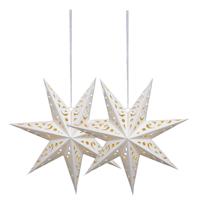 Verlichte kerstster - 2x - wit - D38 m - papier - LED - warm wit - steady light - timer - binnen