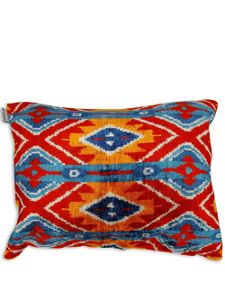 Les-Ottomans coussin en velours à motif jacquard - Rouge