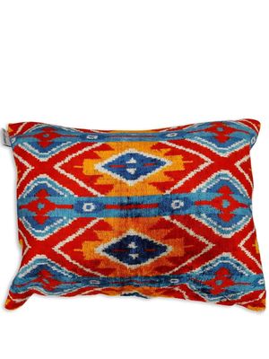 Les-Ottomans coussin en velours à motif jacquard - Rouge