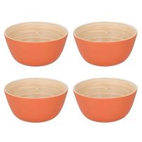 4x Bamboehouten chips schaaltje oranje 12 cm - Snack en tapasschalen