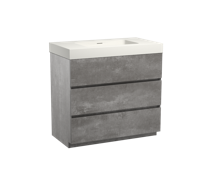 Storke Edge staand badmeubel 95 x 52 cm beton donkergrijs met Mata High enkele wastafel in mat witte solid surface - thumbnail