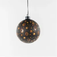 Anna&apos;s Collection LED kerstbal kosmos zwart met sterren Ø 12cm, warm wit