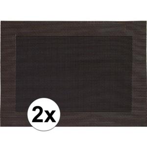 Tafel Placemats - 2x stuks - bruin - gevlochten - 45 x 30 cm - onderleggers