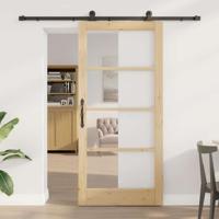 Schuifdeur met Hardware Set 'ORKDAL'van Massief Hout en Glas