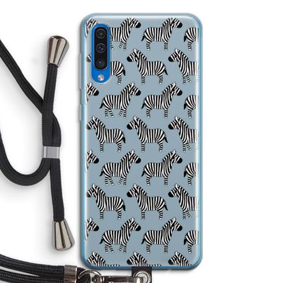 Zebra: Samsung Galaxy A50 Transparant Hoesje met koord