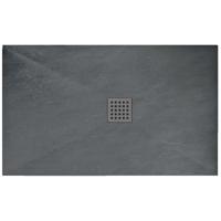 Douchebak REA Grey rock | 80x120x3.5 cm | Incl.Afvoersifon | Acryl | Rechthoek | Grijs mat - thumbnail
