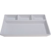 1x Witte borden/gourmetborden van porselein met 4 vakken 24 x 19 cm