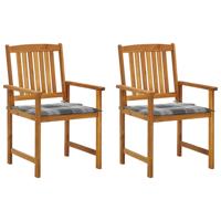 Tuinstoelen 2 st met kussens massief acaciahout