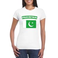 Vlag Pakistan t-shirt - wit - vlag van het land print - voor dames - korte mouwen - supporters - thumbnail
