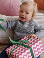 Jacquard kersttrui voor baby's familie capsulecollectie gemêleerd grijs Jacquard kersttrui voor baby's familie capsulecollectie gemêleerd grijs