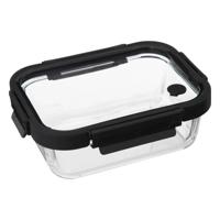 5Five Vershoudbakje met deksel - glas - luchtdicht - met clips - 21 x 17 x 7 cm - 900 ml