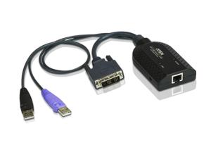 ATEN KVM Adapter [2x USB-A 2.0 stekker, DVI-D-stekker - 1x RJ45-bus] Zwart