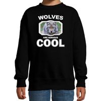Dieren wolf sweater zwart kinderen - wolves are cool trui jongens en meisjes - thumbnail
