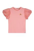 NoNo Zomer t-shirt meisjes Roze - voile ballon korte mouw - Kaya