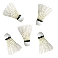 Set van 5x stuks badminton shuttles met veertjes wit 9 x 6 cm - thumbnail
