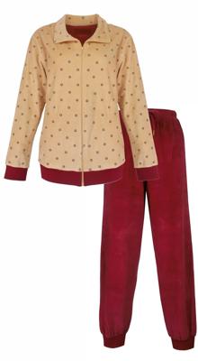 Irresistible dames huispak velours - Red Stars - Warm 2-delig huispak
