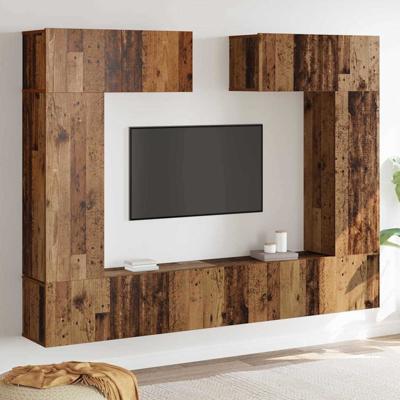 TV-kastenset 6 pcs Oud hout 200 x 30 x 150 cm Bewerkt hout