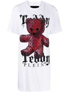 Philipp Plein robe Teddy Plein à ornements en cristal - Blanc