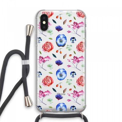 Bloemetjes: iPhone XS Max Transparant Hoesje met koord