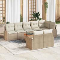 Tuinbankenset met kussen 9 pcs Beige poly rattan