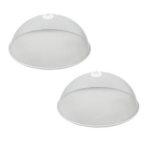 Voedselkap - 2x - rond - 30 cm - wit - metaal - vliegenkap