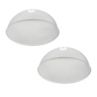 Voedselkap - 2x - rond - 30 cm - wit - metaal - vliegenkap