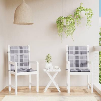 VidaXL Tuinstoelkussens 2 st 100x50x3 cm oxford stof ruitpatroon grijs