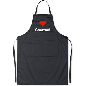 Benza Schort I Love Gourmet - Grappige/Leuke/Mooie/Luxe Keukenschort - Zwart