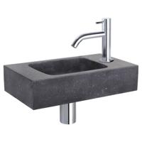 Differnz fonteinset bombai black - natuursteen - kraan gebogen - 40 x 22 x 9 cm - chroom