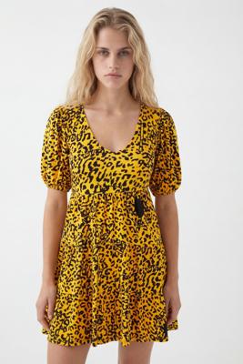 Korte jurk met ruches - YELLOW - M Korte jurk met ruches - YELLOW - M