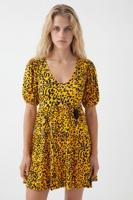 Korte jurk met ruches - YELLOW - M