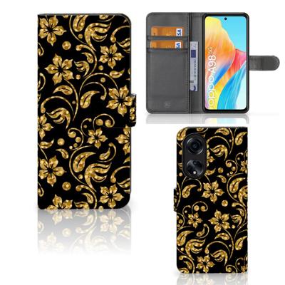 OPPO A98 5G Hoesje Gouden Bloemen
