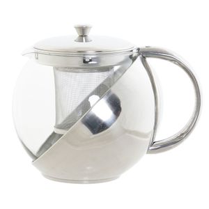 Theepot van glas en RVS 1100 ml met filter/infuser en handvat