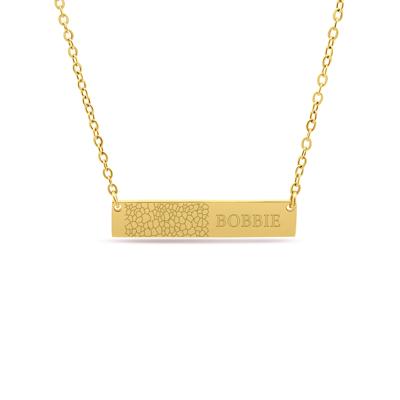 Gepersonaliseerde neusafdruk met eigen tekst bar ketting - Stainless steel - Goud