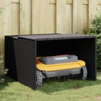 Garage voor robotmaaier 86x90x52/57 cm poly rattan zwart Garage voor robotmaaier 86x90x52/57 cm poly rattan zwart