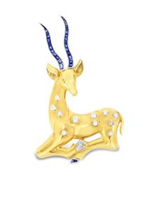 Pragnell Vintage broche Deer en or 18ct sertie de diamants (1911-1940)