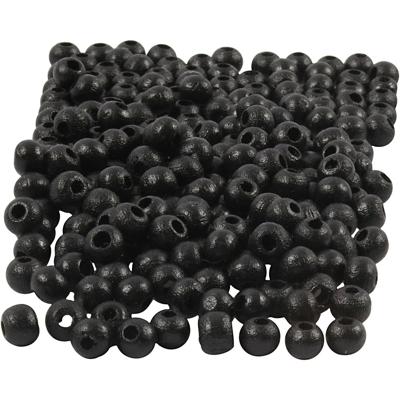 Creativ Company Houten kralen, d 5 mm, gatgrootte 1,5 mm, ca. 150 stuk, zwart, 6 gr/ 1 doos