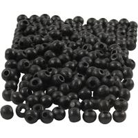 Creativ Company Houten kralen, d 5 mm, gatgrootte 1,5 mm, ca. 150 stuk, zwart, 6 gr/ 1 doos