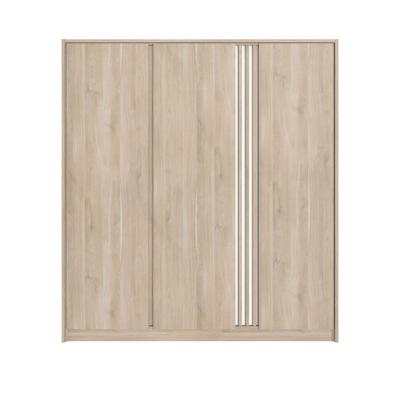 Leen Bakker - Kledingkast Evi 3-deurs - Eikenkleur - 203x185x52 Cm - Spaanplaat - Bruin