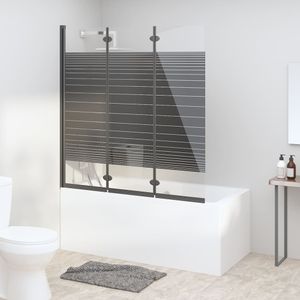 Douchewand inklapbaar 3 panelen 130x130 cm ESG zwart