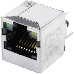 BEL Stewart Connectors SI-46001-F MagJack 10/100Base-TX 4 verticaal transformator met LEDs Bus, inbouw verticaal 10/100Base-TX Aantal polen: 8P8C Vernikkeld,