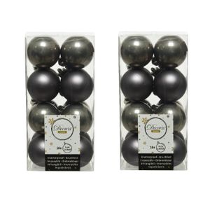 32x stuks kunststof kerstballen antraciet (warm grey) 4 cm glans/mat