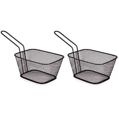 Arte regal Frietmandje - 6x - zwart - patatmandje - 23x11x7 cm - serveermandjes voor snacks