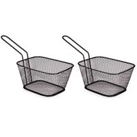 Arte regal Frietmandje - 6x - zwart - patatmandje - 23x11x7 cm - serveermandjes voor snacks