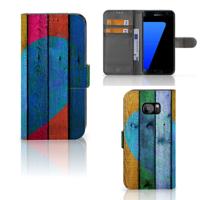 Samsung Galaxy S7 Edge | Book Style Case | Wood Heart - Cadeau voor je Vriend